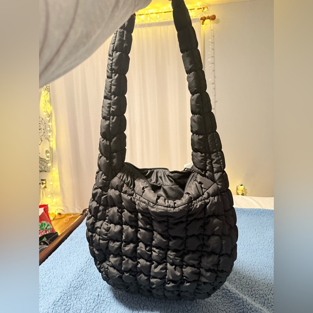 Black Quilted Puffer Bag